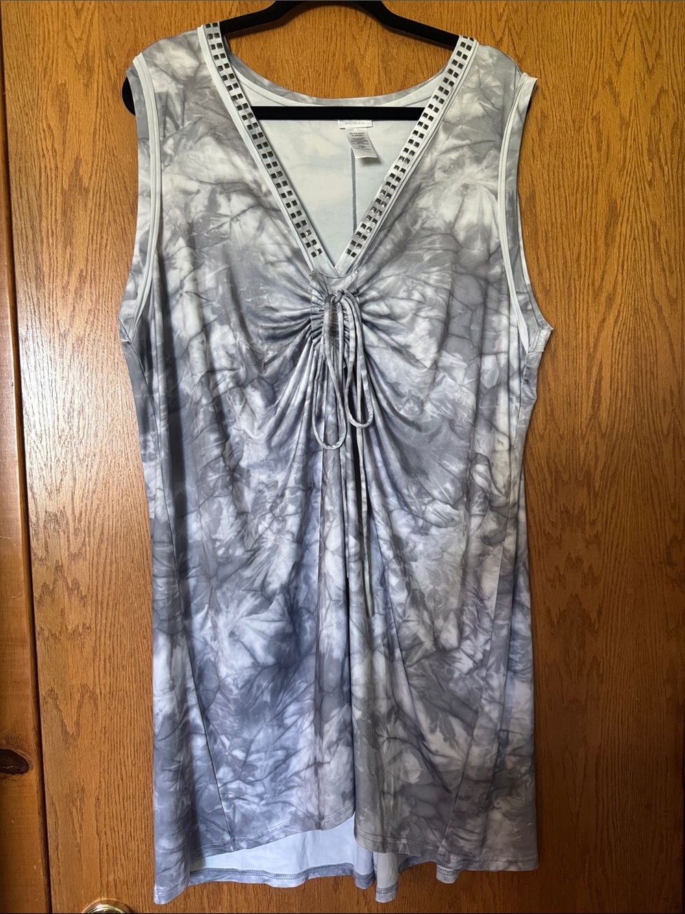 Dotti Grey and White Tie-Dye V-Neck Swim Coverup